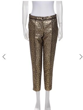 Faith Connexion Metallic Gold Brocade Cropped Pants